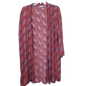 The Elephant Pants Rayon Geo Print Longline Open Front Jacket/Topper Size L/XL